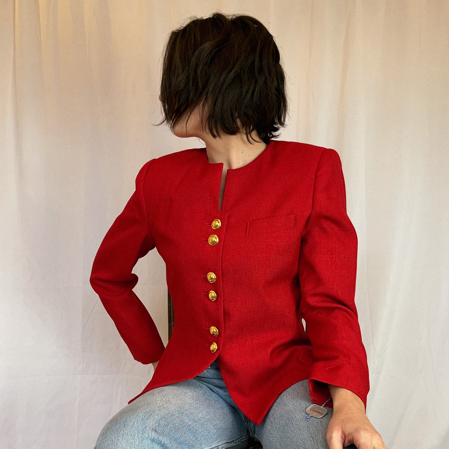 1980's Dead Stock Red Structured Blazer