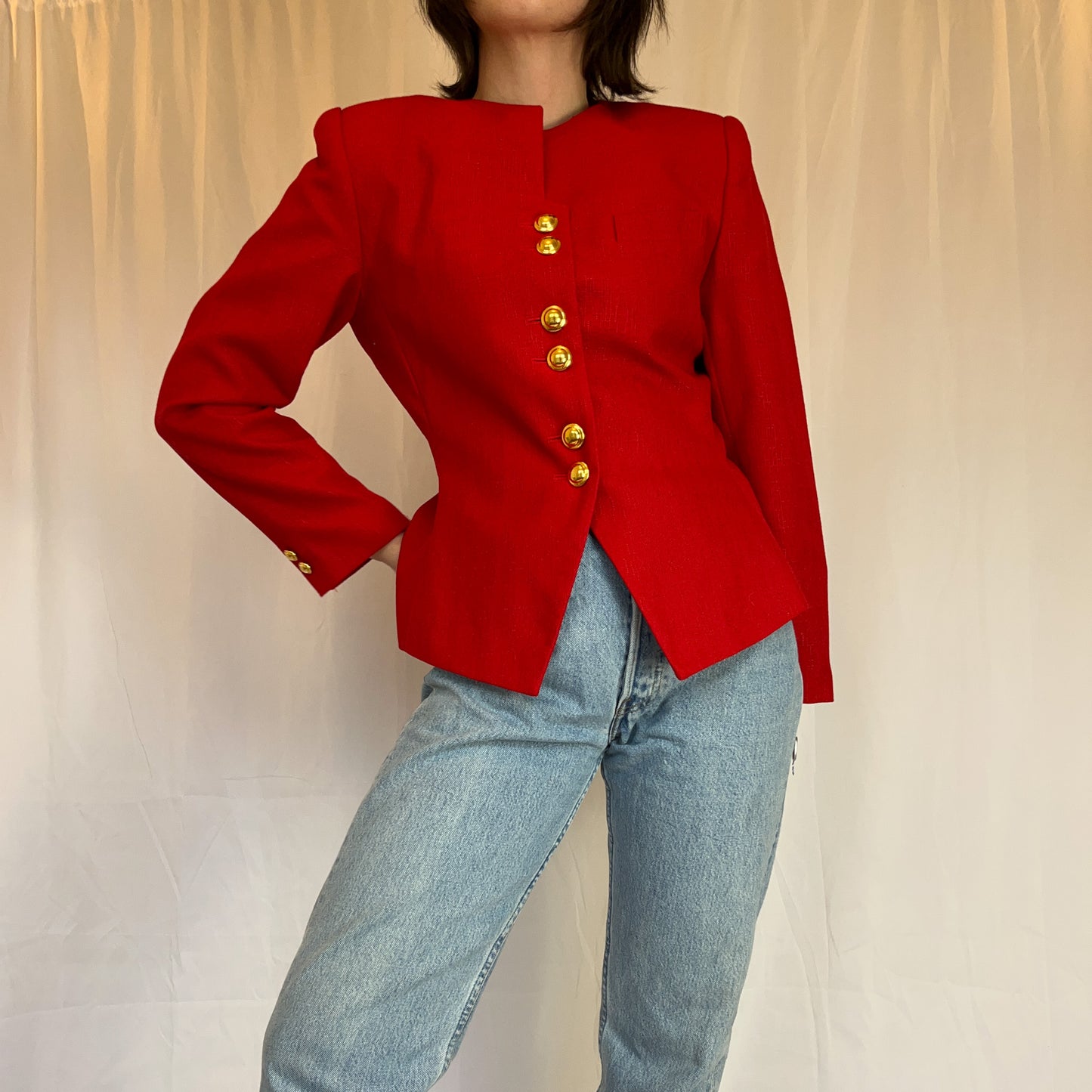 1980's Dead Stock Red Structured Blazer