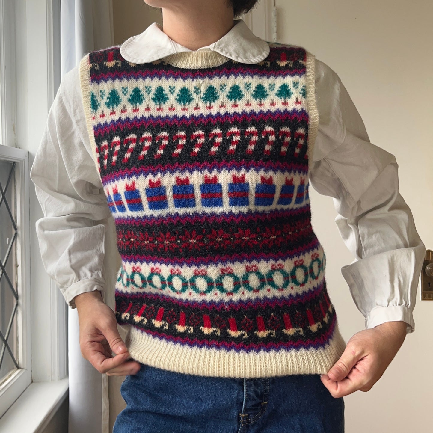 1990's Wool Holiday Knit Vest