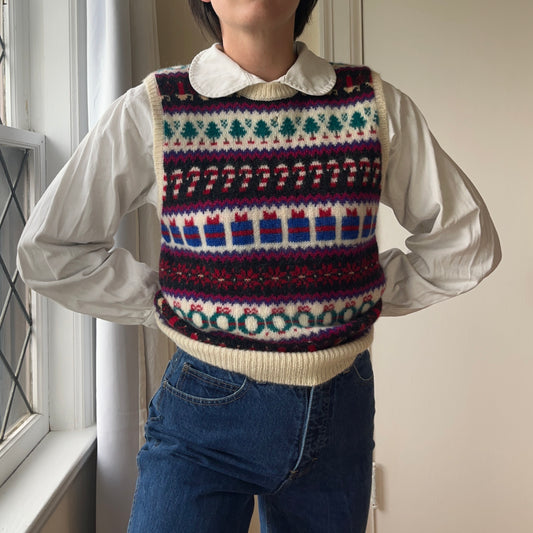 1990's Wool Holiday Knit Vest