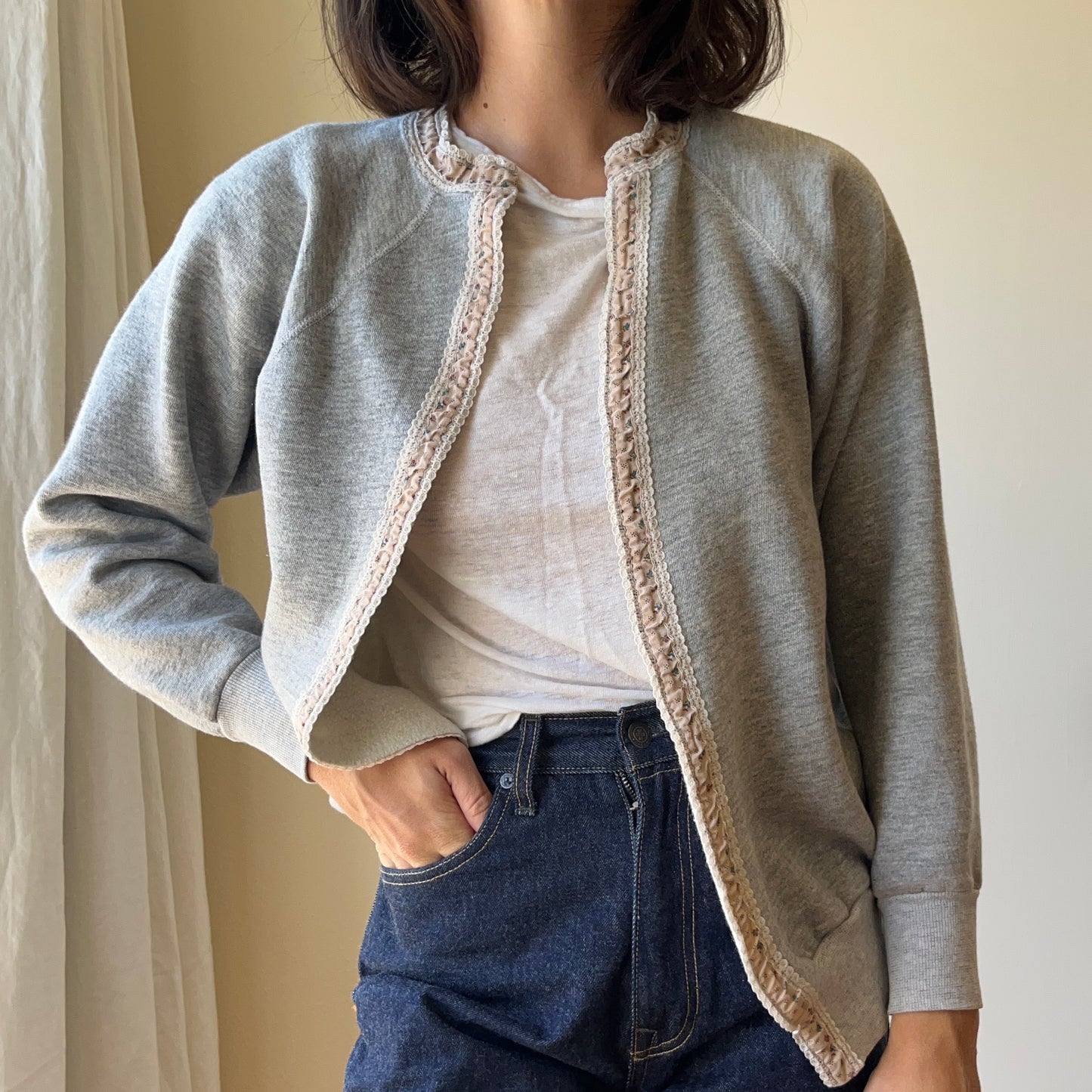 Handmade Reworked Sweatshirt Cardigan