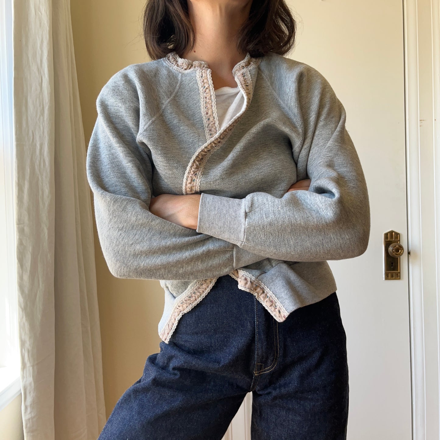 Handmade Reworked Sweatshirt Cardigan