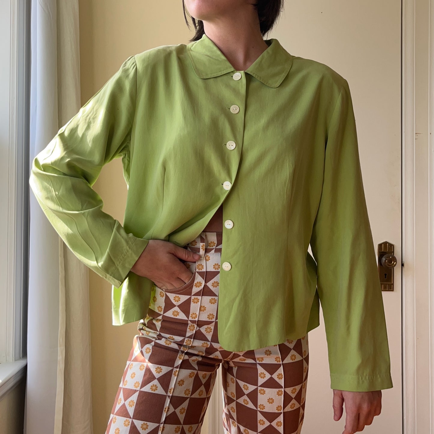 Chartreuse Silk Blouse