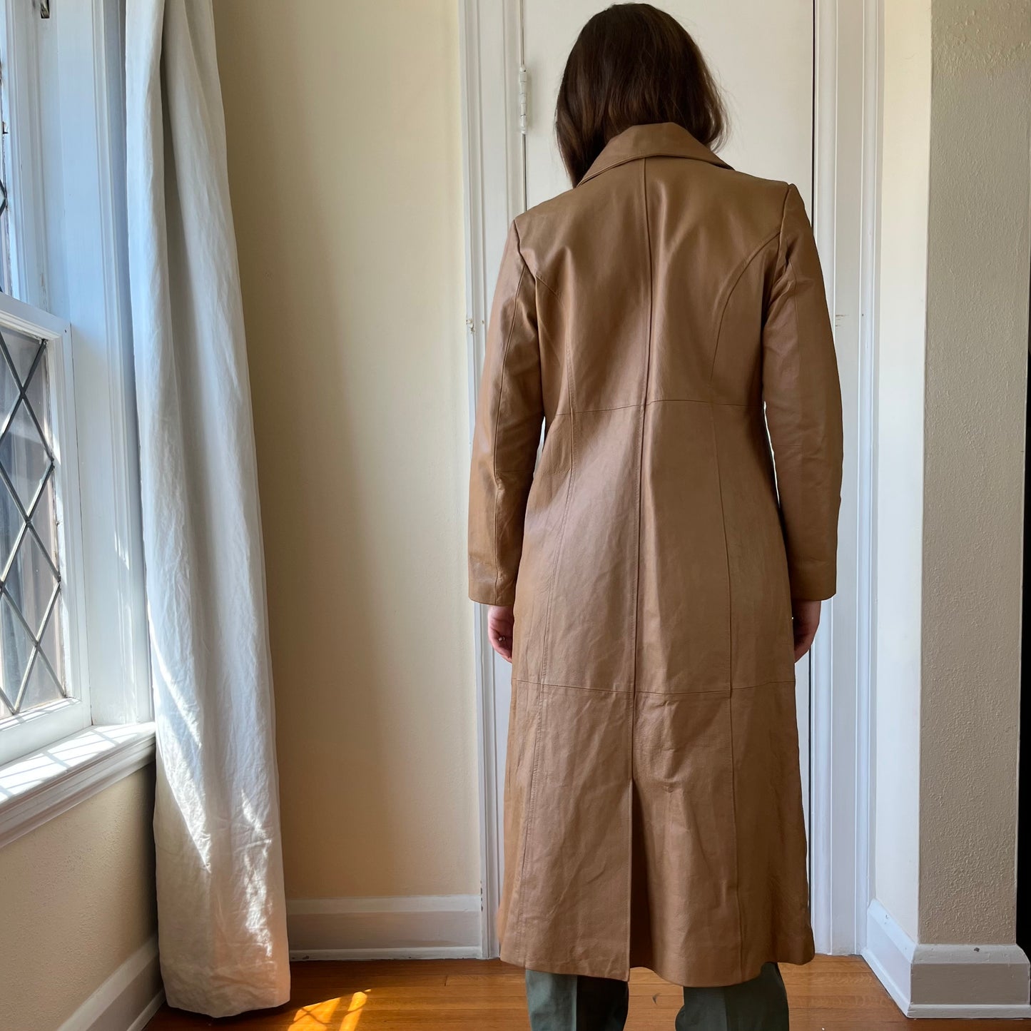 1980's Tan Leather Trench