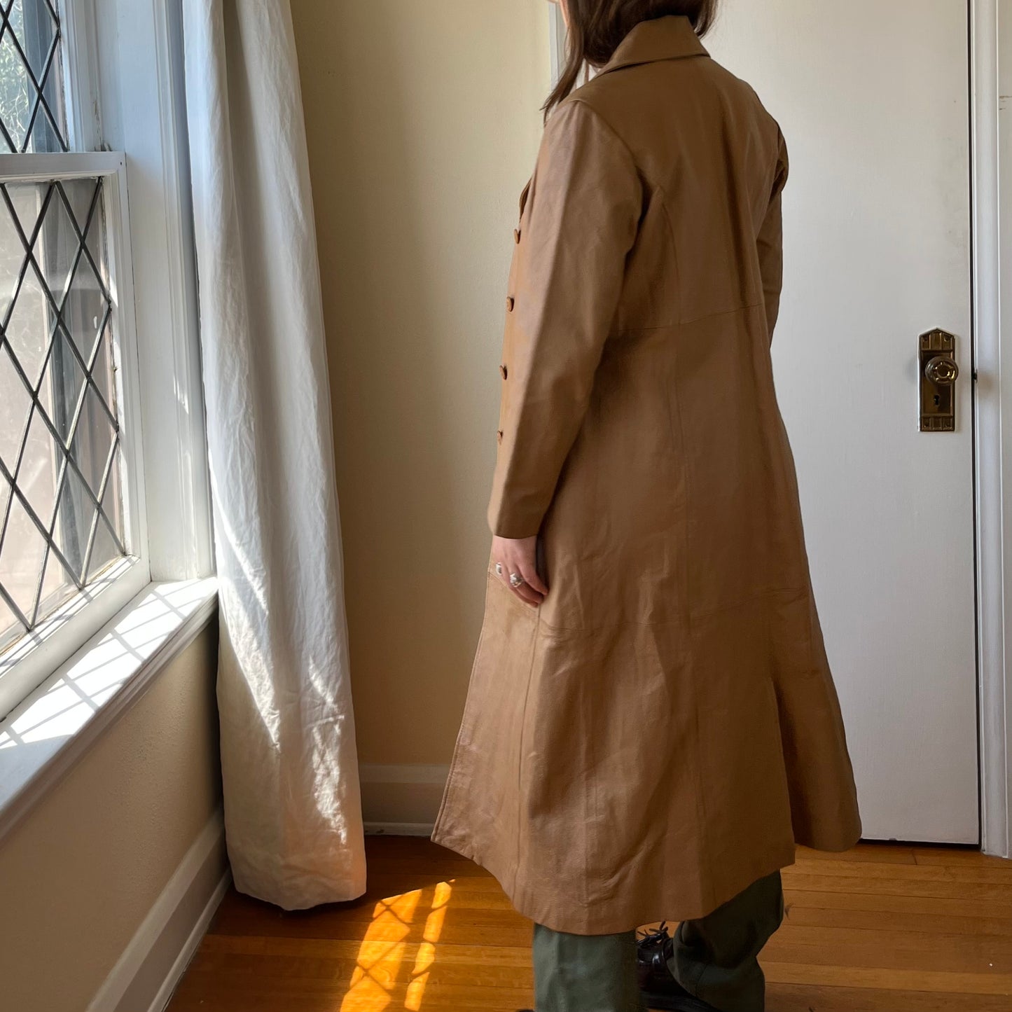 1980's Tan Leather Trench