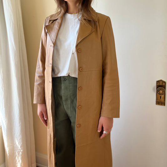 1980's Tan Leather Trench