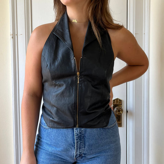 1980’s Leather Halter Top