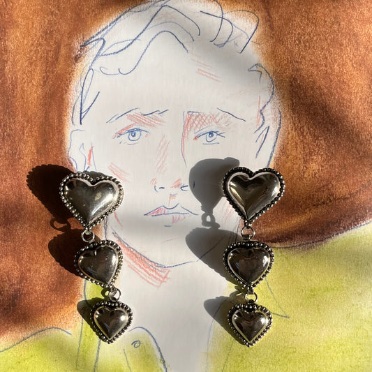 90’s Clip On Heart Earrings